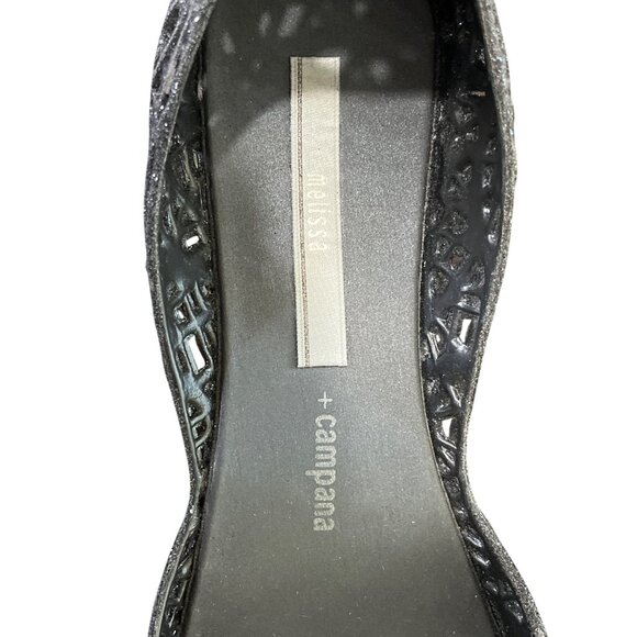 Melissa + Campana Black Jelly Flats Womens Size 7 - Picture 8 of 10